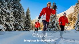  Presentation with winter family - Slide set consisting of family-group-of-cross-country background and a teal colored foreground