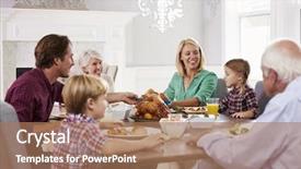  Presentation with extended family - Presentation theme enhanced with family group sit around table background and a coral colored foreground