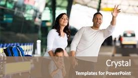  Presentation with taxi - Colorful slides enhanced with family hailing taxi at airport backdrop and a coral colored foreground