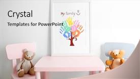  Presentation with kids hand prints paint - PPT layouts consisting of family hand prints in frame background and a white colored foreground