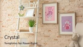  Presentation with brick wall - Audience pleasing slides consisting of family hand prints in frame backdrop and a lemonade colored foreground