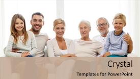  Presentation with generation - Amazing PPT theme having family happiness generation and people backdrop and a coral colored foreground