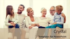  Presentation with family and home love concept - Audience pleasing slide set consisting of family happiness generation and people backdrop and a coral colored foreground