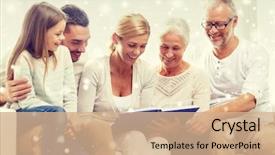  Presentation with family photo - Amazing PPT layouts having family happiness generation and people backdrop and a coral colored foreground