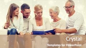  Presentation with family photo - Presentation design featuring family happiness generation and people background and a coral colored foreground