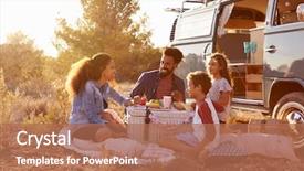  Presentation with picnic - Theme featuring family having a picnic beside background and a coral colored foreground