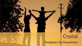  Presentation with tranquil - Presentation theme featuring family having a walk background and a yellow colored foreground