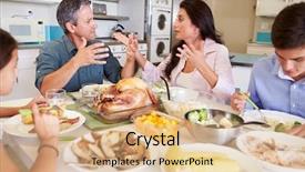  Presentation with family - Slide set enhanced with family having argument sitting background and a coral colored foreground