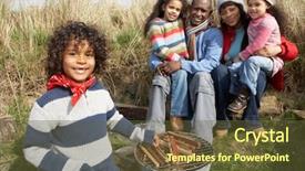  Presentation with winter family - Audience pleasing theme consisting of family having barbeque on winter beach backdrop and a tawny brown colored foreground