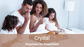  Presentation with home black family - Cool new PPT theme with family having breakfast in bed backdrop and a coral colored foreground