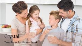  Presentation with milk - PPT theme consisting of family having cookies and milk background and a coral colored foreground