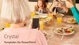  Presentation with lunch - PPT theme consisting of family-having-dinner-or-lunch background and a lemonade colored foreground