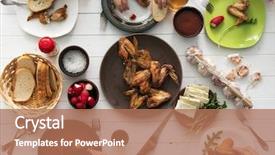  Presentation with roasted chicken - Slide set consisting of family having dinner with roasted background and a coral colored foreground