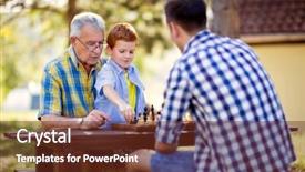  Presentation with chess - Presentation design consisting of family having fun and playing background and a tawny brown colored foreground