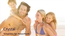  Presentation with fun - Theme with family having fun at beach background and a coral colored foreground
