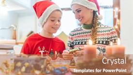  Presentation with christmas baking - Beautiful PPT layouts featuring family-having-fun-baking-cookies backdrop and a coral colored foreground