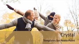  Presentation with season - Beautiful slide set featuring family having fun in autumn backdrop and a yellow colored foreground