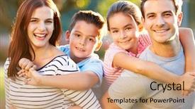  Presentation with fun - PPT theme consisting of family having fun in park background and a  colored foreground