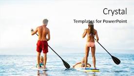  Presentation with stand - Audience pleasing slide deck consisting of family having fun stand up backdrop and a sky blue colored foreground