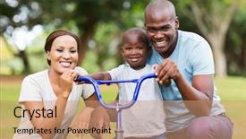 Presentation with afro - Audience pleasing slides consisting of family having fun together outdoors backdrop and a coral colored foreground
