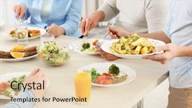  Presentation with lunch - Cool new PPT theme with family having lunch in kitchen backdrop and a lemonade colored foreground