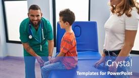  Presentation with reflex - Presentation theme featuring family-having-medical-consultation-doing background and a teal colored foreground