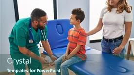  Presentation with reflex - Presentation design with family-having-medical-consultation-doing background and a  colored foreground