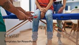  Presentation with reflex - Presentation design with family-having-medical-consultation-doing background and a coral colored foreground