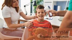  Presentation with temperature - PPT layouts featuring family-having-medical-consultation-measuring background and a red colored foreground