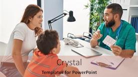  Presentation with medical pills - Theme having family-having-medical-consultation-prescribe background and a  colored foreground