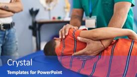  Presentation with rehab - PPT theme featuring family-having-physiotherapy-session-massaging background and a teal colored foreground