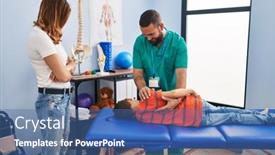  Presentation with rehab clinic - Presentation enhanced with family-having-physiotherapy-session-massaging background and a ocean colored foreground