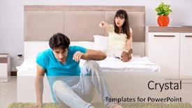  Presentation with family problems - PPT layouts enhanced with dysfunctional families - young family having problems background and a soft green colored foreground