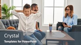  Presentation with psychology - Slides featuring family-having-psychology-session-son background and a ocean colored foreground