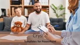  Presentation with psychology - PPT theme featuring family-having-psychology-session background and a coral colored foreground