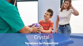  Presentation with rehab clinic - Presentation theme consisting of family-having-rehab-session-using background and a teal colored foreground