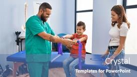  Presentation with rehab clinic - Slide deck featuring family-having-rehab-session-using background and a ocean colored foreground