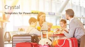  Presentation with airport - Beautiful slide deck featuring family-having-sandwich-while-eating backdrop and a cream colored foreground