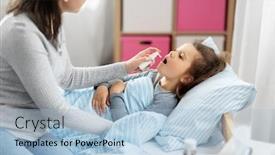  Presentation with family health - Presentation design consisting of family-health-and-medicine-concept background and a light blue colored foreground