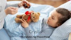  Presentation with medicine syrup - Cool new PPT theme with family-health-and-medicine-concept backdrop and a light blue colored foreground