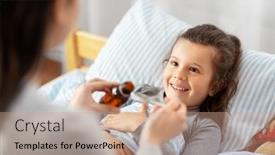  Presentation with family health - Presentation design having family-health-and-medicine-concept background and a coral colored foreground