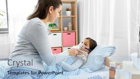  Presentation with family health - Amazing slides having family-health-and-medicine-concept backdrop and a light blue colored foreground