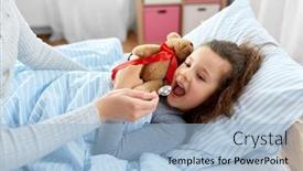  Presentation with medicine syrup - Theme with family-health-and-medicine-concept background and a light blue colored foreground