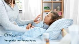  Presentation with family health - PPT theme featuring family-health-and-medicine-concept background and a sky blue colored foreground