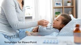  Presentation with medicine syrup - Slide set with family-health-and-medicine-concept background and a light blue colored foreground