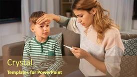  Presentation with family health - Cool new PPT theme with family-health-and-people-concept backdrop and a tawny brown colored foreground