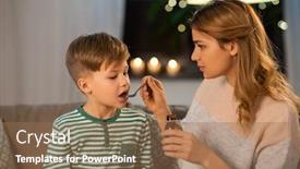  Presentation with family health - Cool new PPT theme with family-health-and-people-concept backdrop and a coral colored foreground