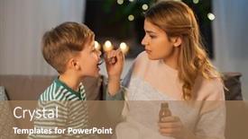  Presentation with family health - Amazing presentation design having family-health-and-people-concept backdrop and a coral colored foreground