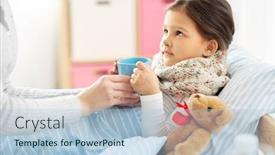  Presentation with family health - Presentation theme with family-health-and-people-concept background and a light blue colored foreground