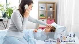  Presentation with doctor family - Cool new theme with family-health-and-people-concept backdrop and a light blue colored foreground